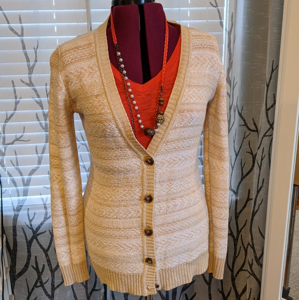 Cardigan from the Limited, button up pattern beige